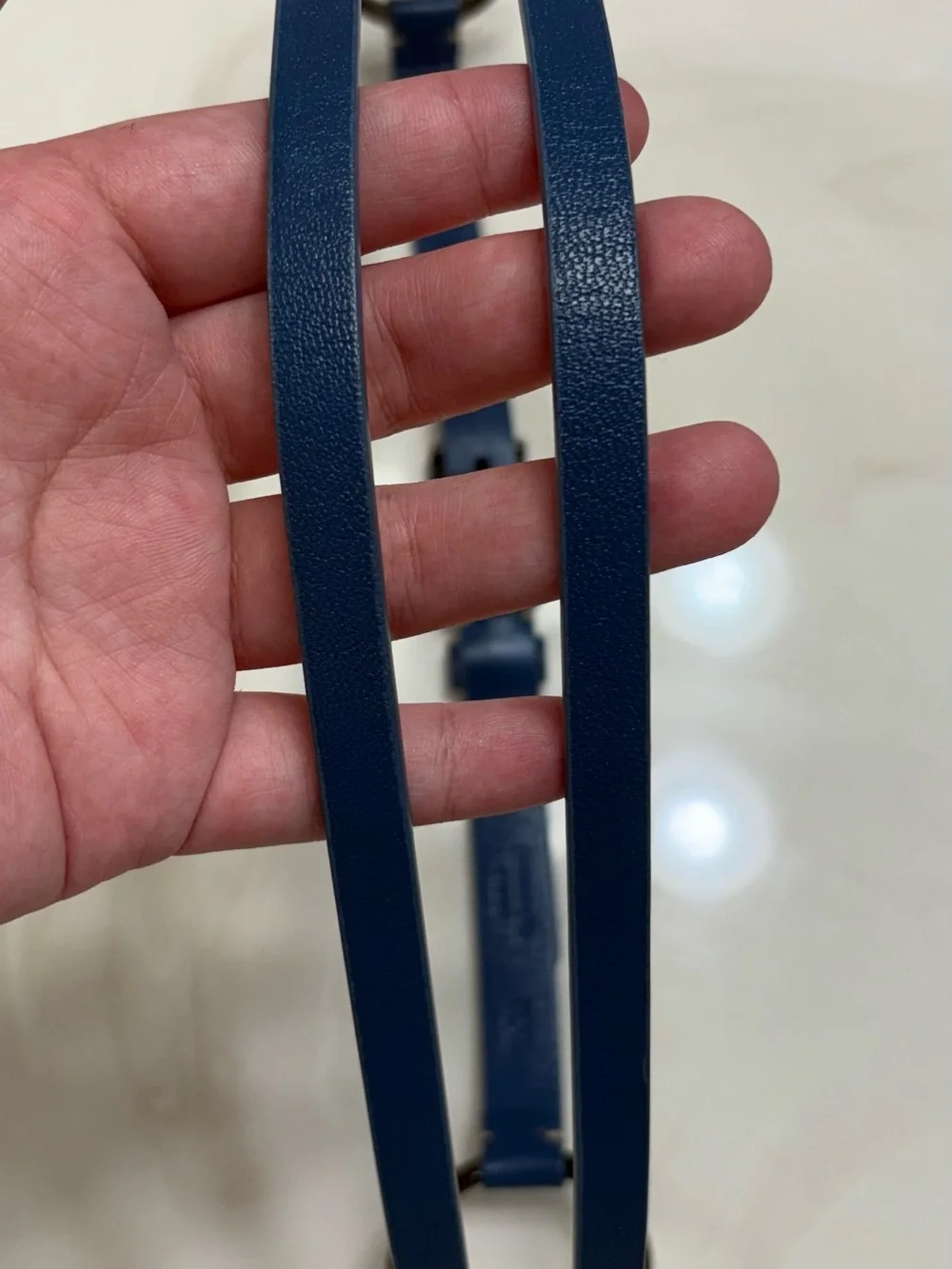 Dior Blue Leather womens Belt with Silver Logo Buckle